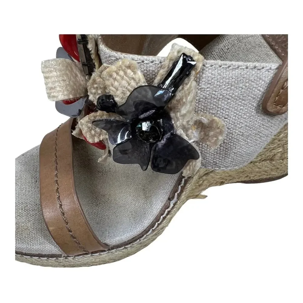 Tory Burch Mallory Lin Natural Wedge Espadrille Sandal